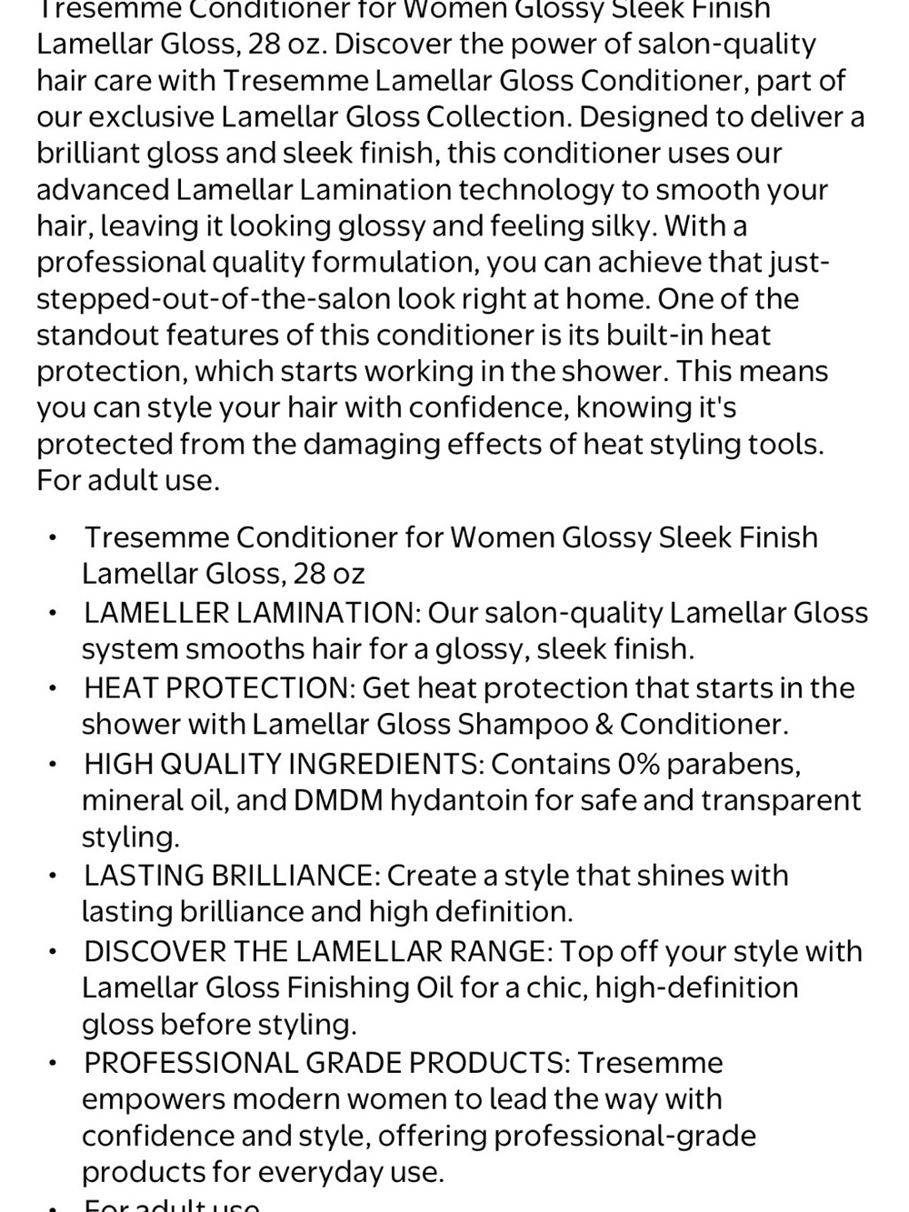 TRESemmé Lamellar Gloss Conditioner - Black Bottle, 28 oz - Picture 3 of 3